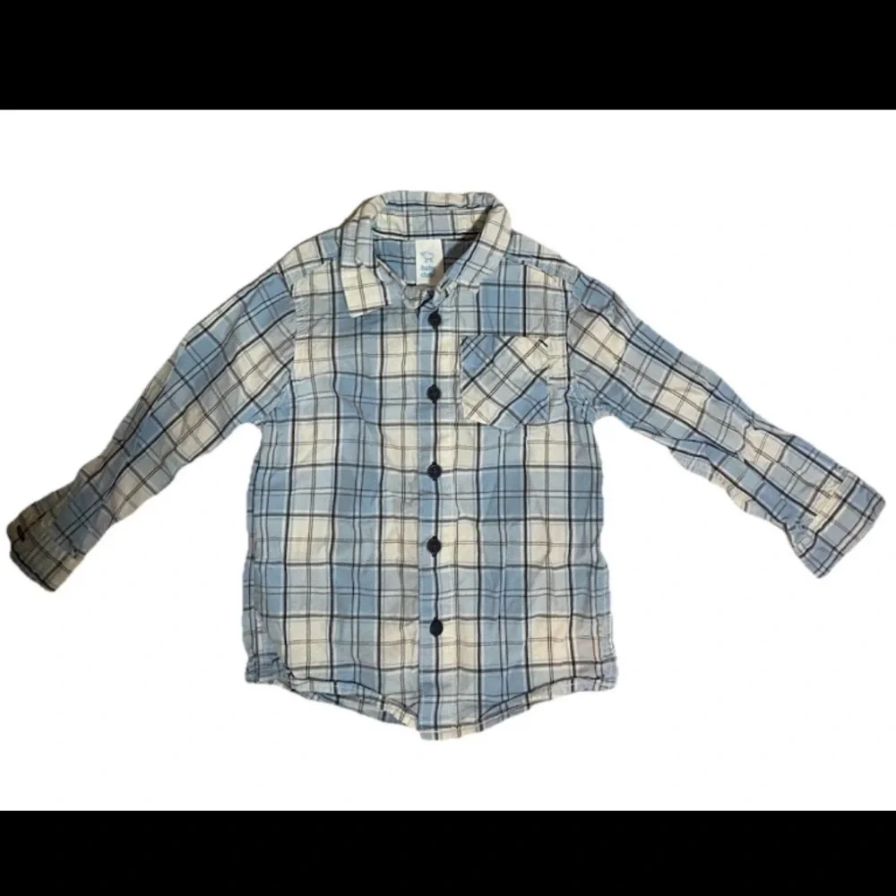 Primark Boys Size 2-3 Blue Plaid/Dinosaur Sweater & Cap Bundle